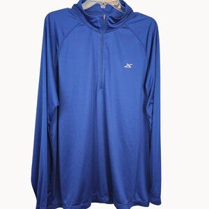 GSX Gander Mountain Men's XL Blue Long Sleeve 3/4 Zip Mock Neck Activewear Top
